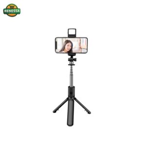 Q07 Bluetooth Selfie Stick Tripod with LED Fill Light – Black
