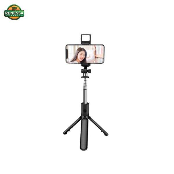 Q07 Bluetooth Selfie Stick Tripod with LED Fill Light – Black