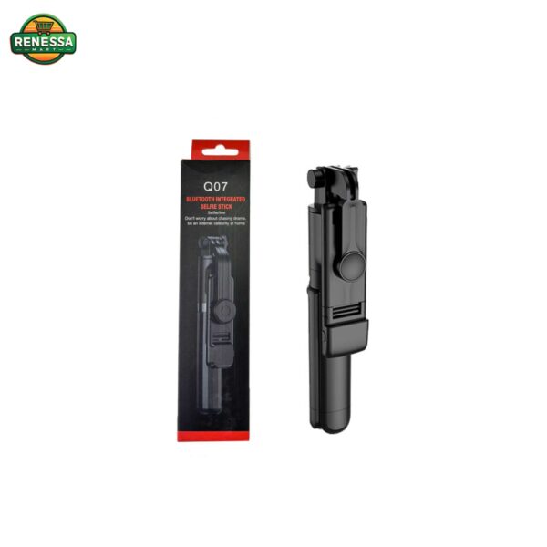 Q07 Bluetooth Selfie Stick Tripod with LED Fill Light – Black - Image 3