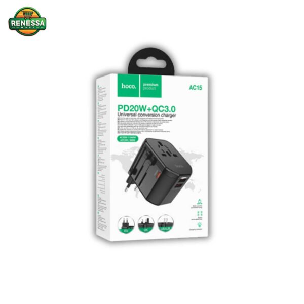 Hoco AC15 Three-Port PD20W(1C2A) Universal Conversion Charger - Image 2
